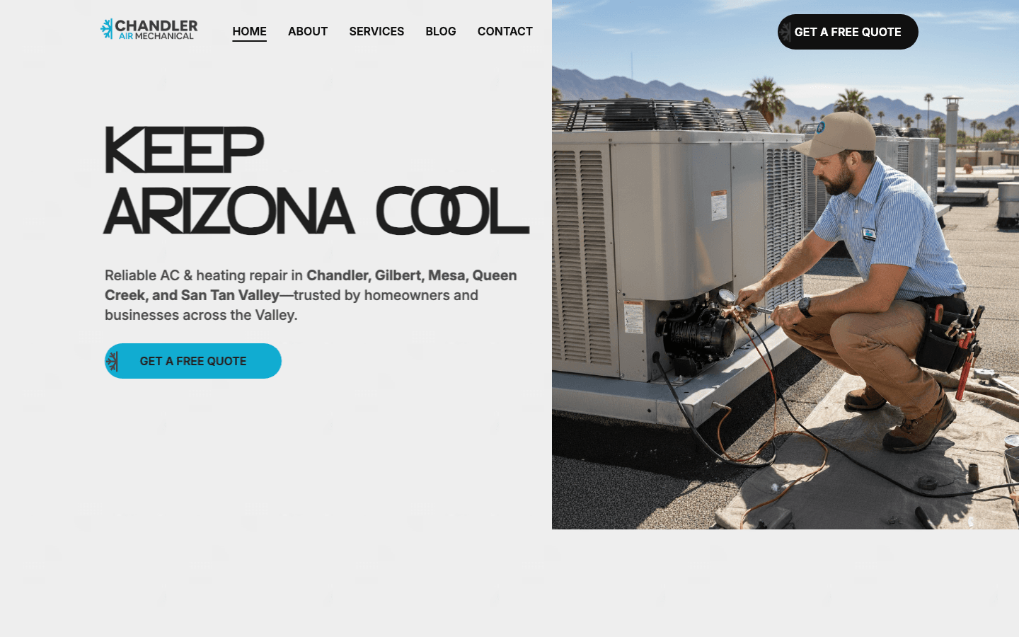 Chandler Air Mechanical website, desktop