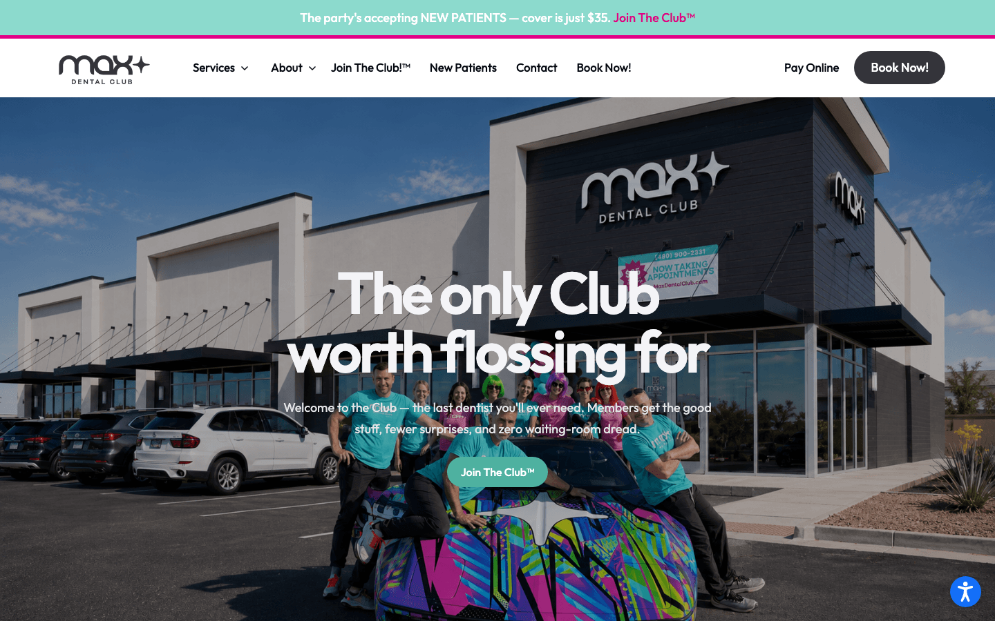 Max Dental Club website, desktop
