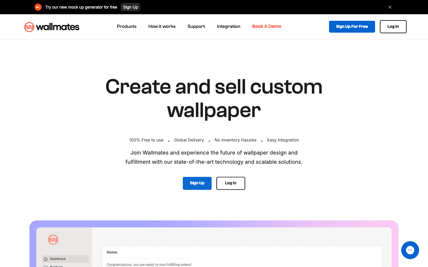 Wallmates website, desktop